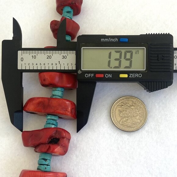 VTG Southwest Chunky Red Coral & Heishi Turquoise Beaded Bracelet Fits 7" Wrist - Picture 16 of 16